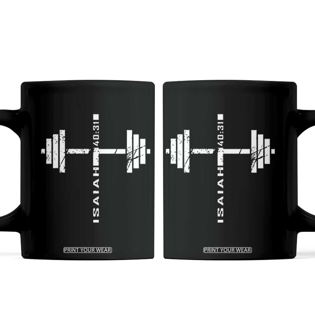 Christian Bible Gym Coffee Mug Jesus Weightlifter Workout Faith Isaiah 40 31 TS11 Black Print Your Wear