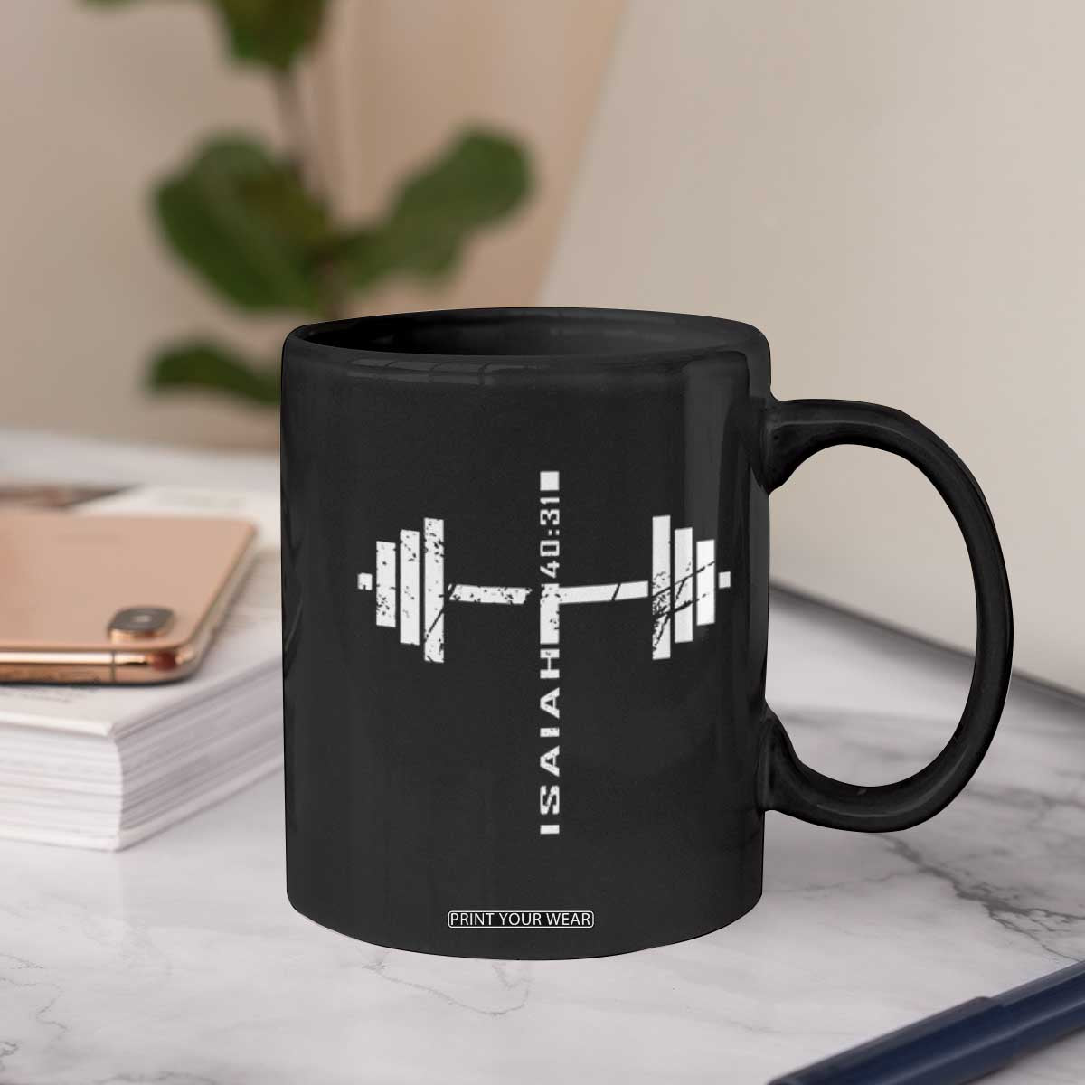 Christian Bible Gym Coffee Mug Jesus Weightlifter Workout Faith Isaiah 40 31 TS11 Print Your Wear