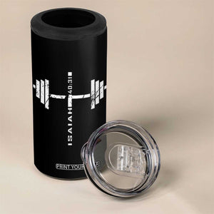 Christian Bible Gym 4 in 1 Can Cooler Tumbler Jesus Weightlifter Workout Faith Isaiah 40 31 TS11 Print Your Wear