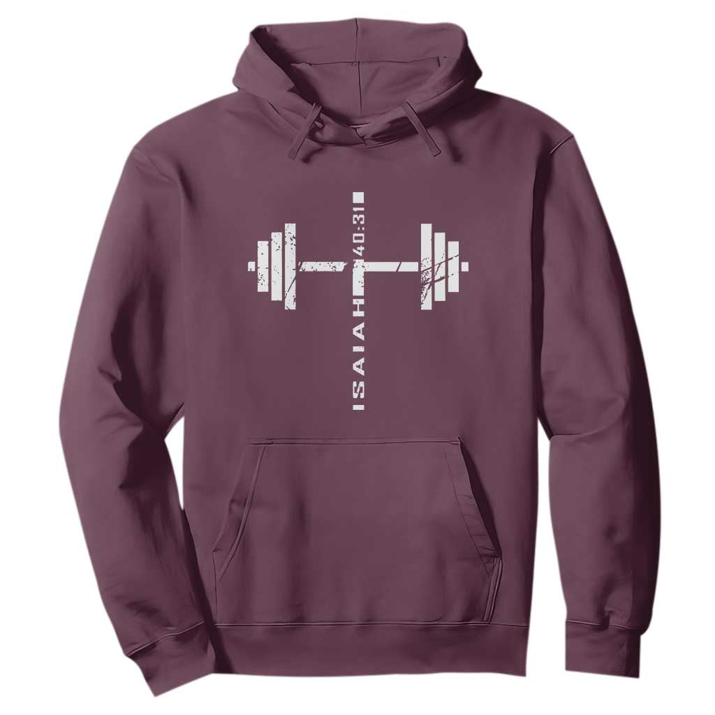 Christian Bible Gym Hoodie Jesus Weightlifter Workout Faith Isaiah 40 31 TS11 Maroon Print Your Wear