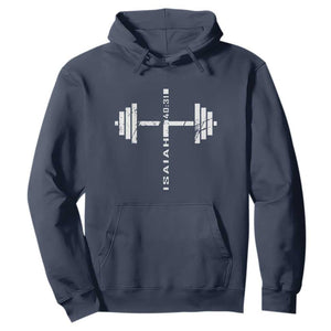 Christian Bible Gym Hoodie Jesus Weightlifter Workout Faith Isaiah 40 31 TS11 Navy Print Your Wear