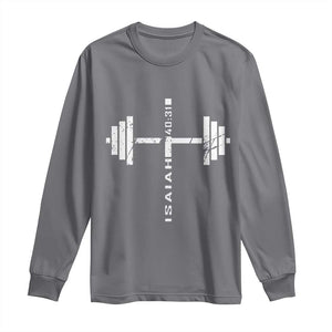 Christian Bible Gym Long Sleeve Shirt Jesus Weightlifter Workout Faith Isaiah 40 31 TS11 Charcoal Print Your Wear