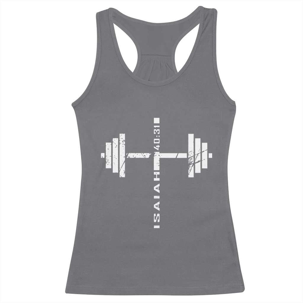 Christian Bible Gym Racerback Tank Top Jesus Weightlifter Workout Faith Isaiah 40 31 TS11 Charcoal Print Your Wear