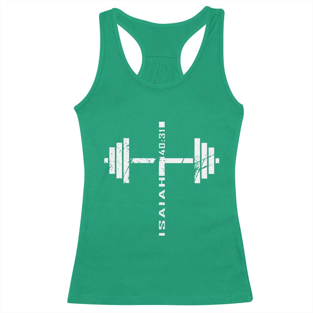 Christian Bible Gym Racerback Tank Top Jesus Weightlifter Workout Faith Isaiah 40 31 TS11 Irish Green Print Your Wear
