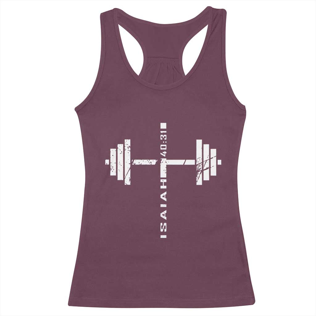 Christian Bible Gym Racerback Tank Top Jesus Weightlifter Workout Faith Isaiah 40 31 TS11 Maroon Print Your Wear