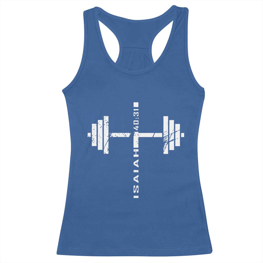 Christian Bible Gym Racerback Tank Top Jesus Weightlifter Workout Faith Isaiah 40 31 TS11 Royal Blue Print Your Wear