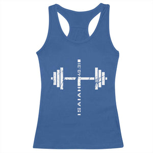 Christian Bible Gym Racerback Tank Top Jesus Weightlifter Workout Faith Isaiah 40 31 TS11 Royal Blue Print Your Wear
