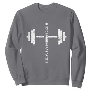 Christian Bible Gym Sweatshirt Jesus Weightlifter Workout Faith Isaiah 40 31 TS11 Charcoal Print Your Wear