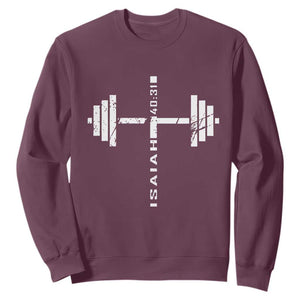 Christian Bible Gym Sweatshirt Jesus Weightlifter Workout Faith Isaiah 40 31 TS11 Maroon Print Your Wear