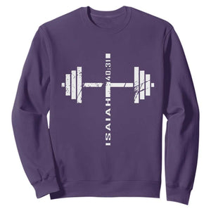 Christian Bible Gym Sweatshirt Jesus Weightlifter Workout Faith Isaiah 40 31 TS11 Purple Print Your Wear