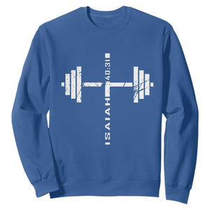 Christian Bible Gym Sweatshirt Jesus Weightlifter Workout Faith Isaiah 40 31 TS11 Royal Blue Print Your Wear