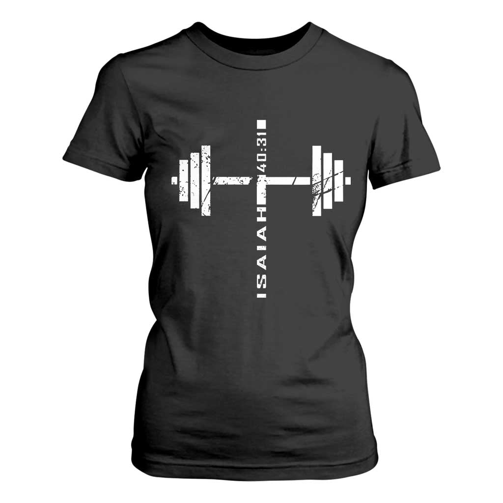 Christian Bible Gym T Shirt For Women Jesus Weightlifter Workout Faith Isaiah 40 31 TS11 Black Print Your Wear