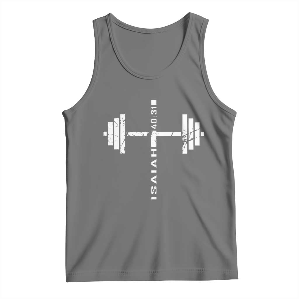 Christian Bible Gym Tank Top Jesus Weightlifter Workout Faith Isaiah 40 31 TS11 Black Heather Print Your Wear