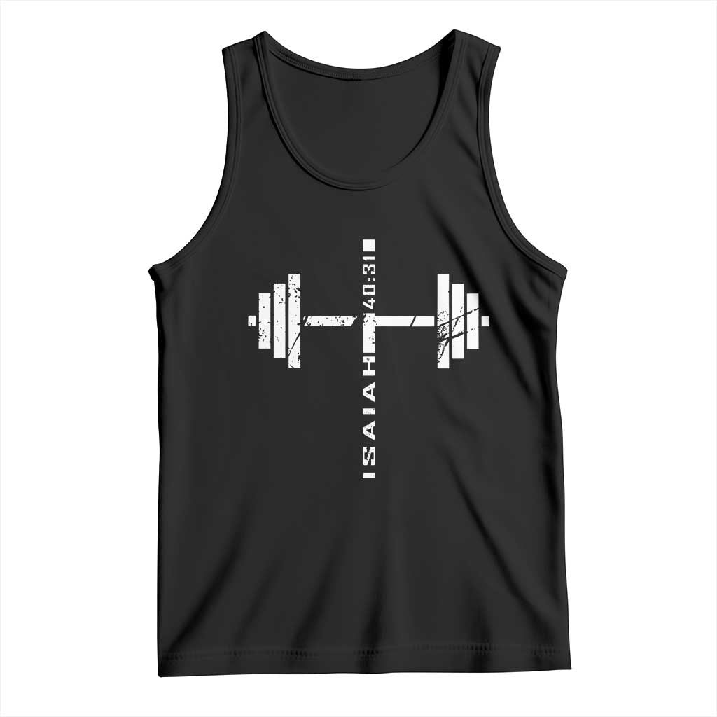 Christian Bible Gym Tank Top Jesus Weightlifter Workout Faith Isaiah 40 31 TS11 Black Print Your Wear