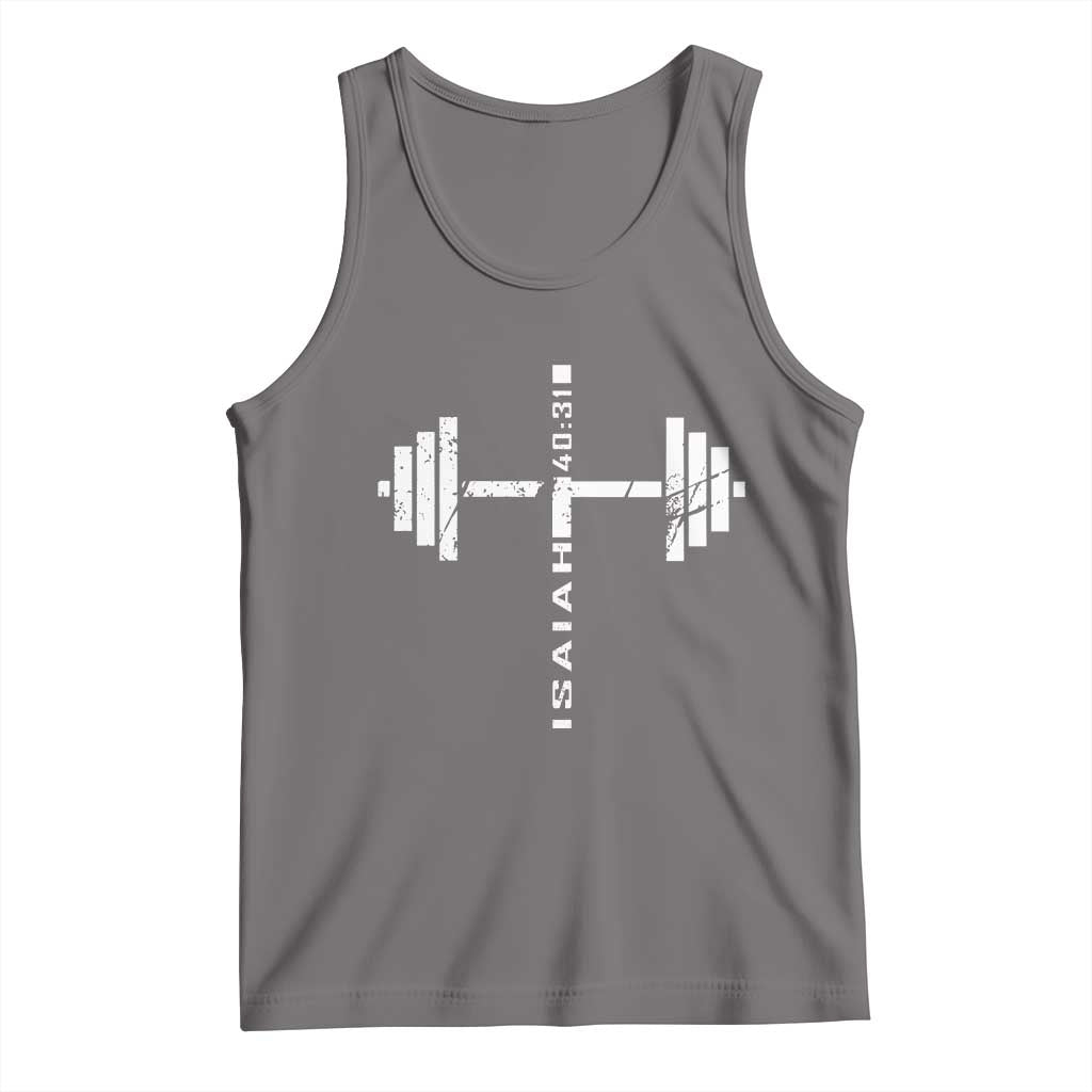 Christian Bible Gym Tank Top Jesus Weightlifter Workout Faith Isaiah 40 31 TS11 Deep Heather Print Your Wear