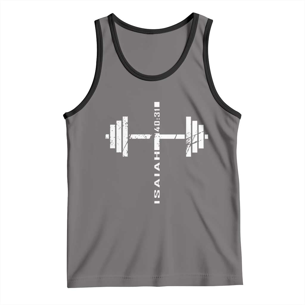 Christian Bible Gym Tank Top Jesus Weightlifter Workout Faith Isaiah 40 31 TS11 Deep Heather Black Print Your Wear
