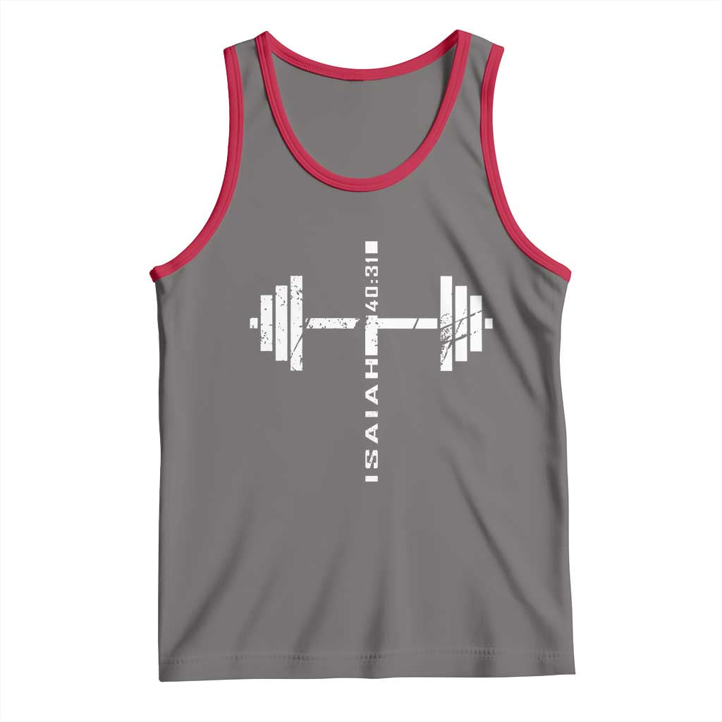 Christian Bible Gym Tank Top Jesus Weightlifter Workout Faith Isaiah 40 31 TS11 Deep Heather Red Print Your Wear
