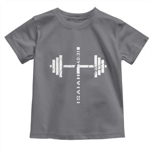 Christian Bible Gym Toddler T Shirt Jesus Weightlifter Workout Faith Isaiah 40 31 TS11 Charcoal Print Your Wear