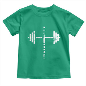 Christian Bible Gym Toddler T Shirt Jesus Weightlifter Workout Faith Isaiah 40 31 TS11 Irish Green Print Your Wear