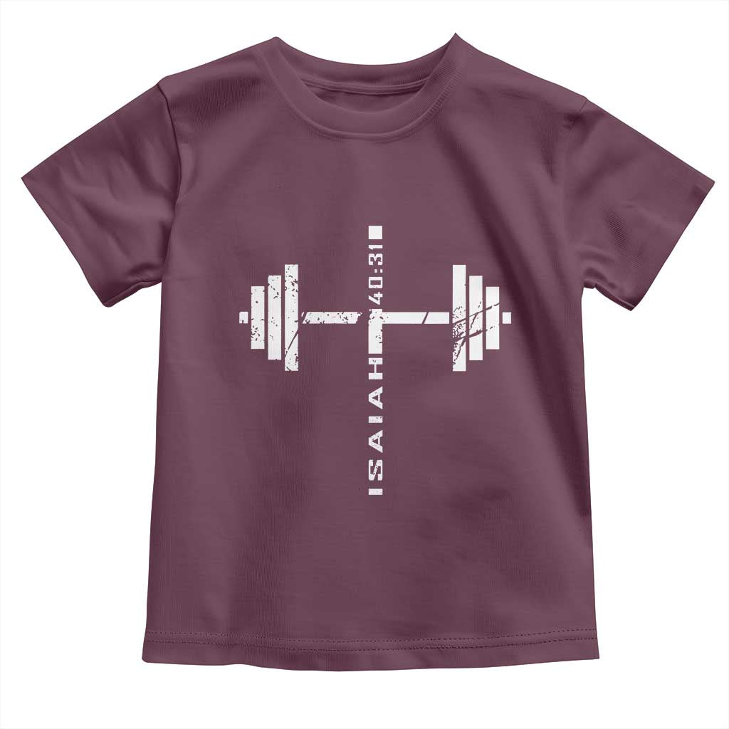 Christian Bible Gym Toddler T Shirt Jesus Weightlifter Workout Faith Isaiah 40 31 TS11 Maroon Print Your Wear