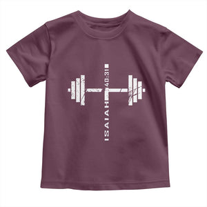 Christian Bible Gym Toddler T Shirt Jesus Weightlifter Workout Faith Isaiah 40 31 TS11 Maroon Print Your Wear