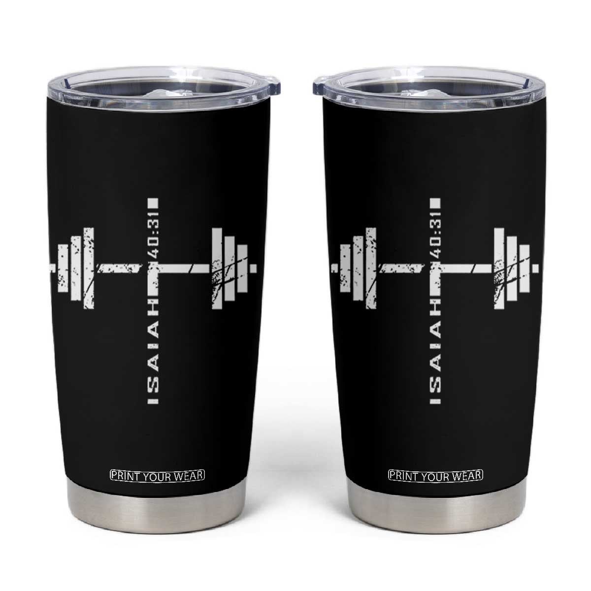 Christian Bible Gym Tumbler Cup Jesus Weightlifter Workout Faith Isaiah 40 31 TS11 Black Print Your Wear