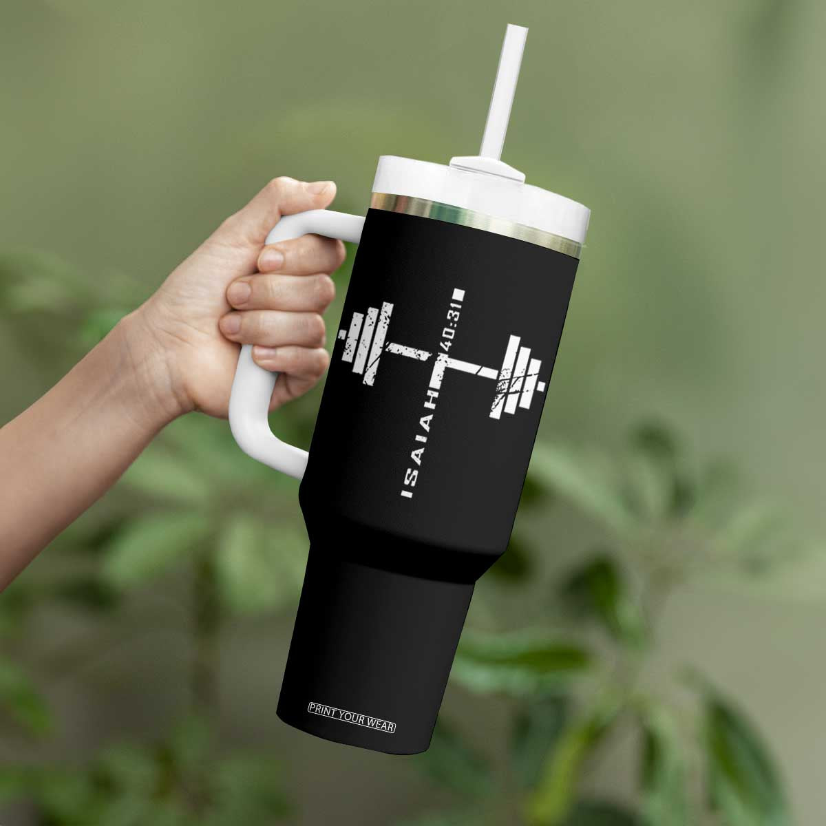 Christian Bible Gym Tumbler With Handle Jesus Weightlifter Workout Faith Isaiah 40 31 TS11 Print Your Wear