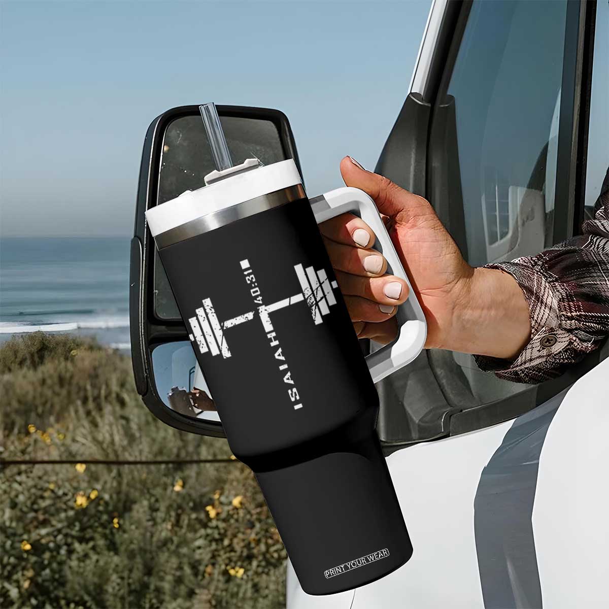 Christian Bible Gym Tumbler With Handle Jesus Weightlifter Workout Faith Isaiah 40 31 TS11 Print Your Wear