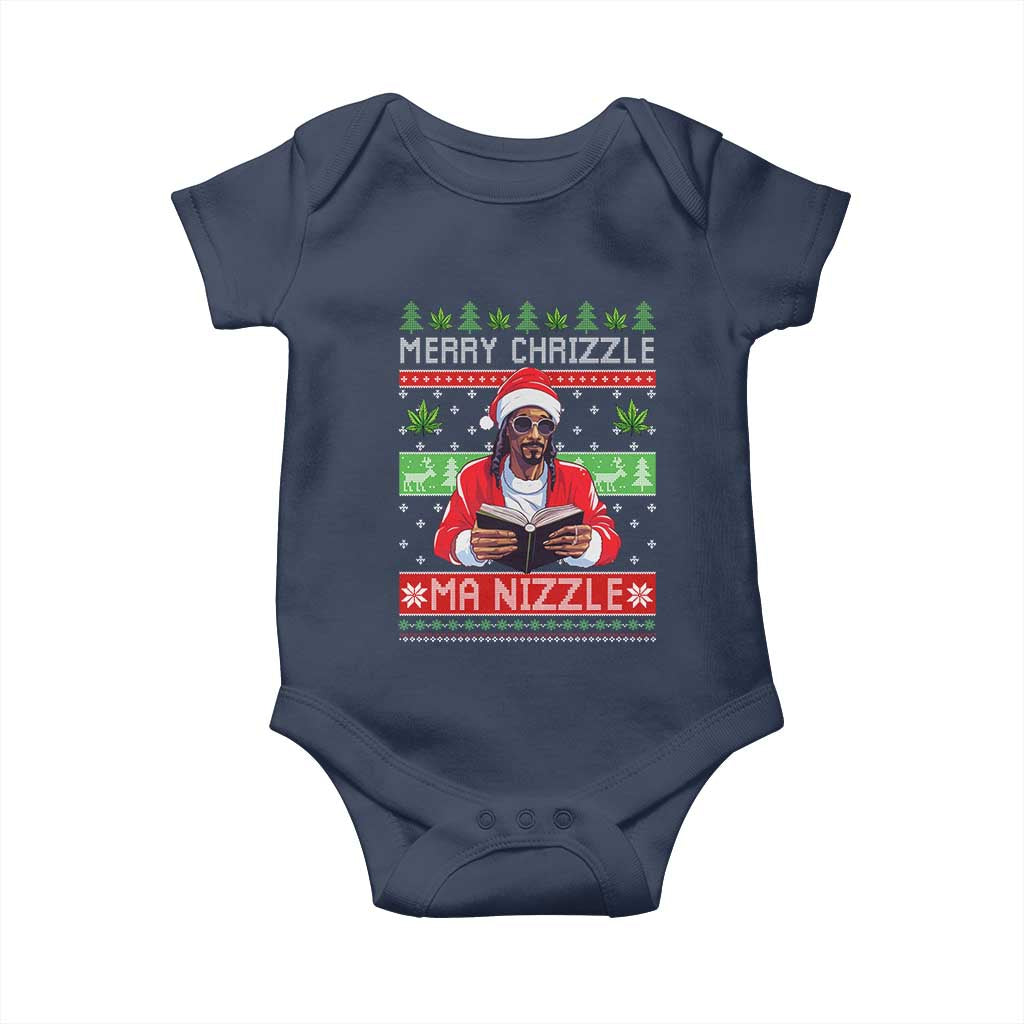 Funny Christmas Hip Hop Rap Gang Baby Onesie Merry Chrizzle Ma Nizzle Xmas Weed TS11 Navy Print Your Wear