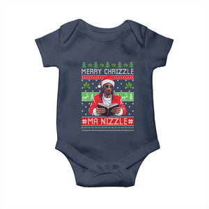 Funny Christmas Hip Hop Rap Gang Baby Onesie Merry Chrizzle Ma Nizzle Xmas Weed TS11 Navy Print Your Wear