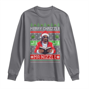 Funny Christmas Hip Hop Rap Gang Long Sleeve Shirt Merry Chrizzle Ma Nizzle Xmas Weed TS11 Charcoal Print Your Wear