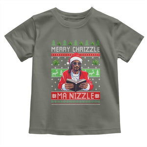 Funny Christmas Hip Hop Rap Gang Toddler T Shirt Merry Chrizzle Ma Nizzle Xmas Weed TS11 Military Green Print Your Wear