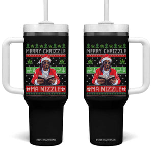Funny Christmas Hip Hop Rap Gang Tumbler With Handle Merry Chrizzle Ma Nizzle Xmas Weed TS11 One Size: 40 oz Black Print Your Wear