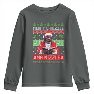 Funny Christmas Hip Hop Rap Gang Youth Sweatshirt Merry Chrizzle Ma Nizzle Xmas Weed TS11 Dark Heather Print Your Wear