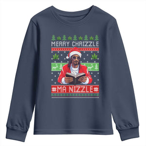 Funny Christmas Hip Hop Rap Gang Youth Sweatshirt Merry Chrizzle Ma Nizzle Xmas Weed TS11 Navy Print Your Wear