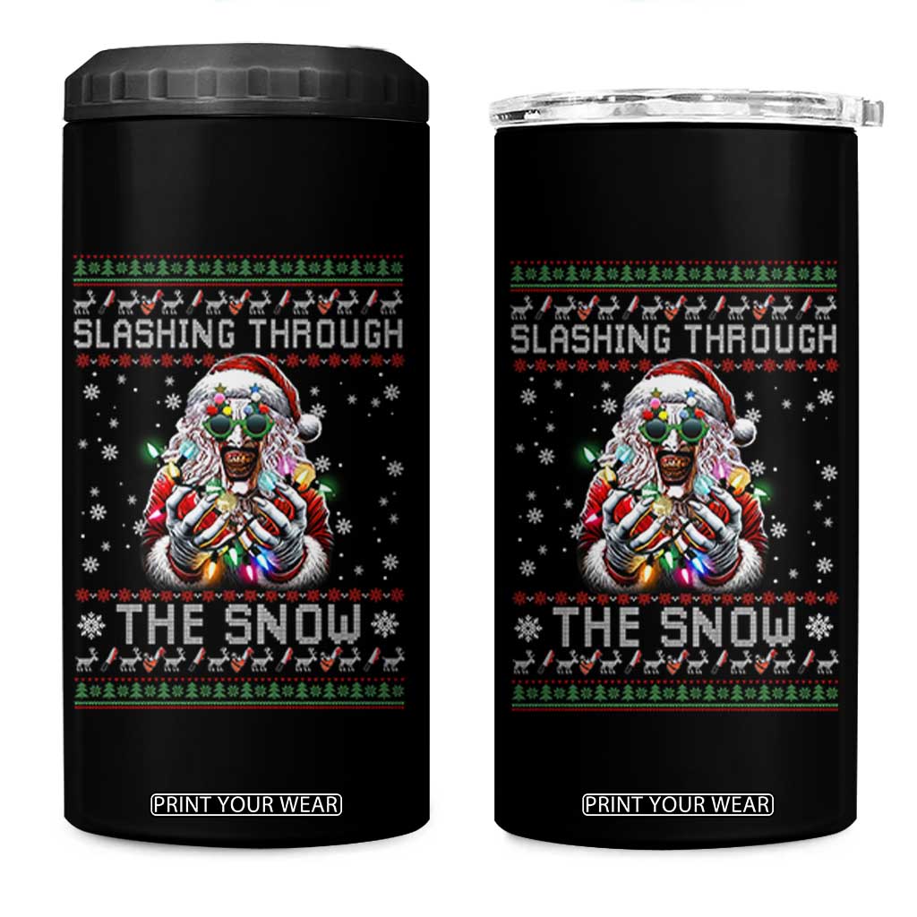Funny Terrifier Christmas Santa 4 in 1 Can Cooler Tumbler Slashing Through The Snow Xmas Horror Movie TS11 One Size: 16 oz Black Print Your Wear