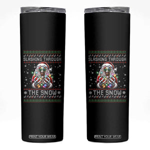 Funny Terrifier Christmas Santa Skinny Tumbler Slashing Through The Snow Xmas Horror Movie TS11 Black Print Your Wear