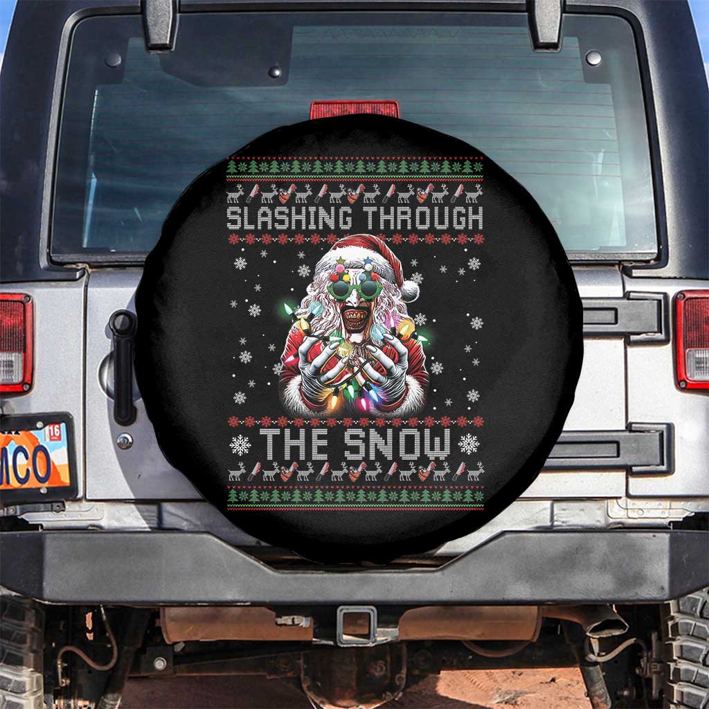 Funny Terrifier Christmas Santa Spare Tire Cover Slashing Through The Snow Xmas Horror Movie TS11 No hole Black Print Your Wear