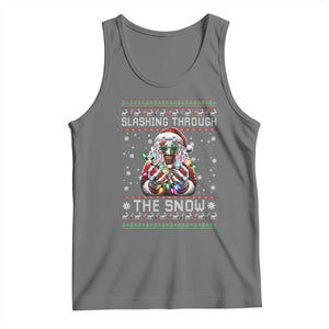 Funny Terrifier Christmas Santa Tank Top Slashing Through The Snow Xmas Horror Movie TS11 Black Heather Print Your Wear