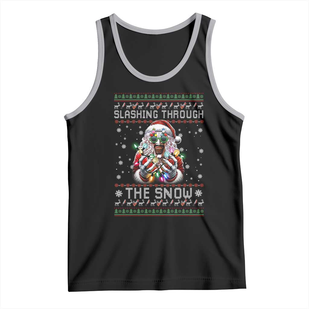 Funny Terrifier Christmas Santa Tank Top Slashing Through The Snow Xmas Horror Movie TS11 Black Athletic Heather Print Your Wear
