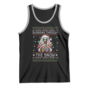Funny Terrifier Christmas Santa Tank Top Slashing Through The Snow Xmas Horror Movie TS11 Black Athletic Heather Print Your Wear