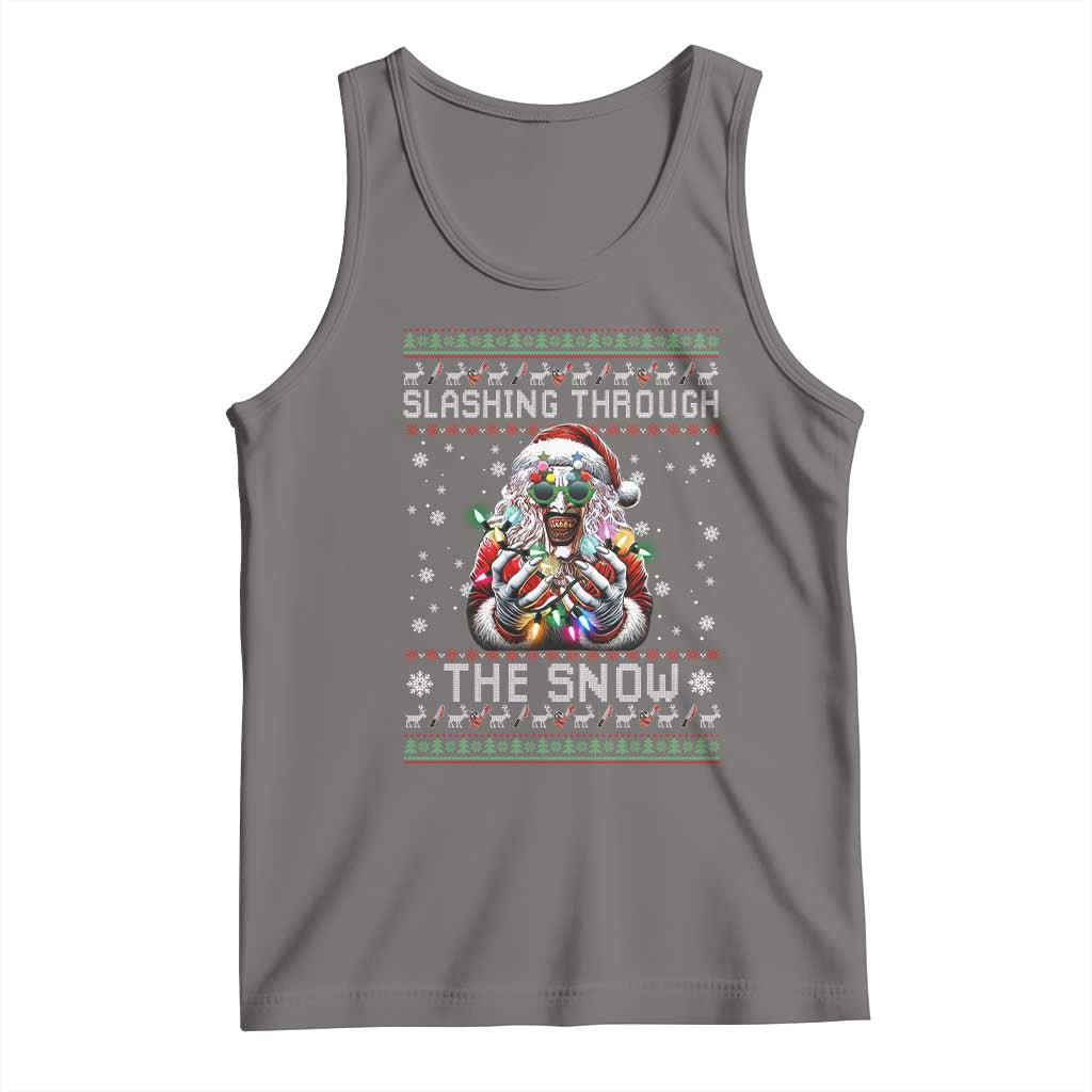 Funny Terrifier Christmas Santa Tank Top Slashing Through The Snow Xmas Horror Movie TS11 Deep Heather Print Your Wear