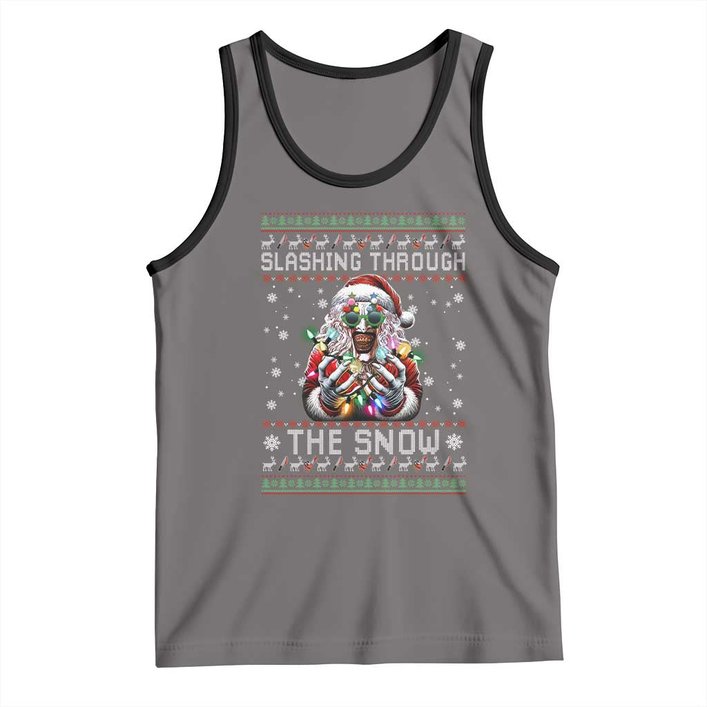 Funny Terrifier Christmas Santa Tank Top Slashing Through The Snow Xmas Horror Movie TS11 Deep Heather Black Print Your Wear