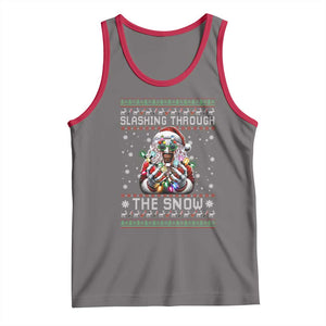 Funny Terrifier Christmas Santa Tank Top Slashing Through The Snow Xmas Horror Movie TS11 Deep Heather Red Print Your Wear