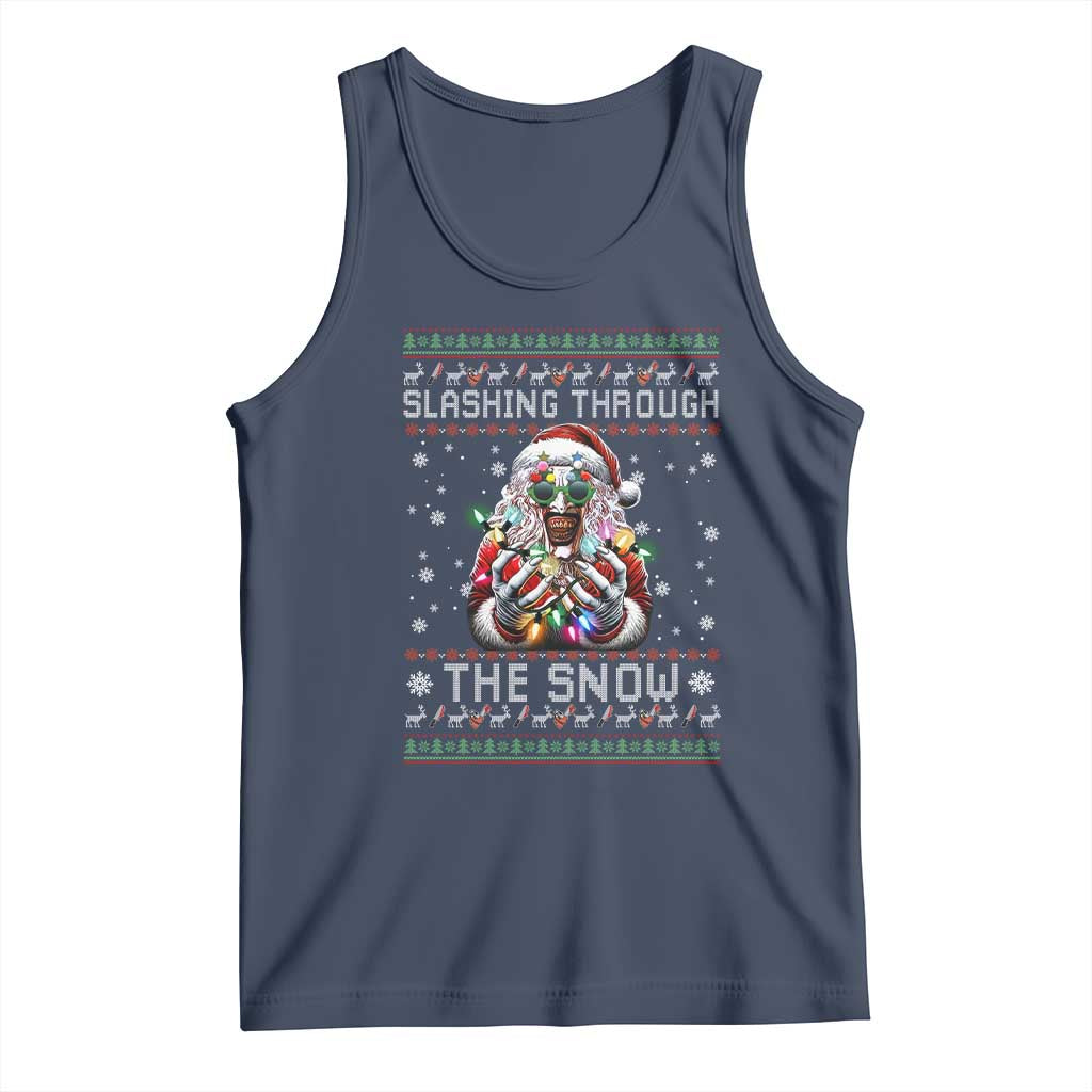 Funny Terrifier Christmas Santa Tank Top Slashing Through The Snow Xmas Horror Movie TS11 Navy Print Your Wear