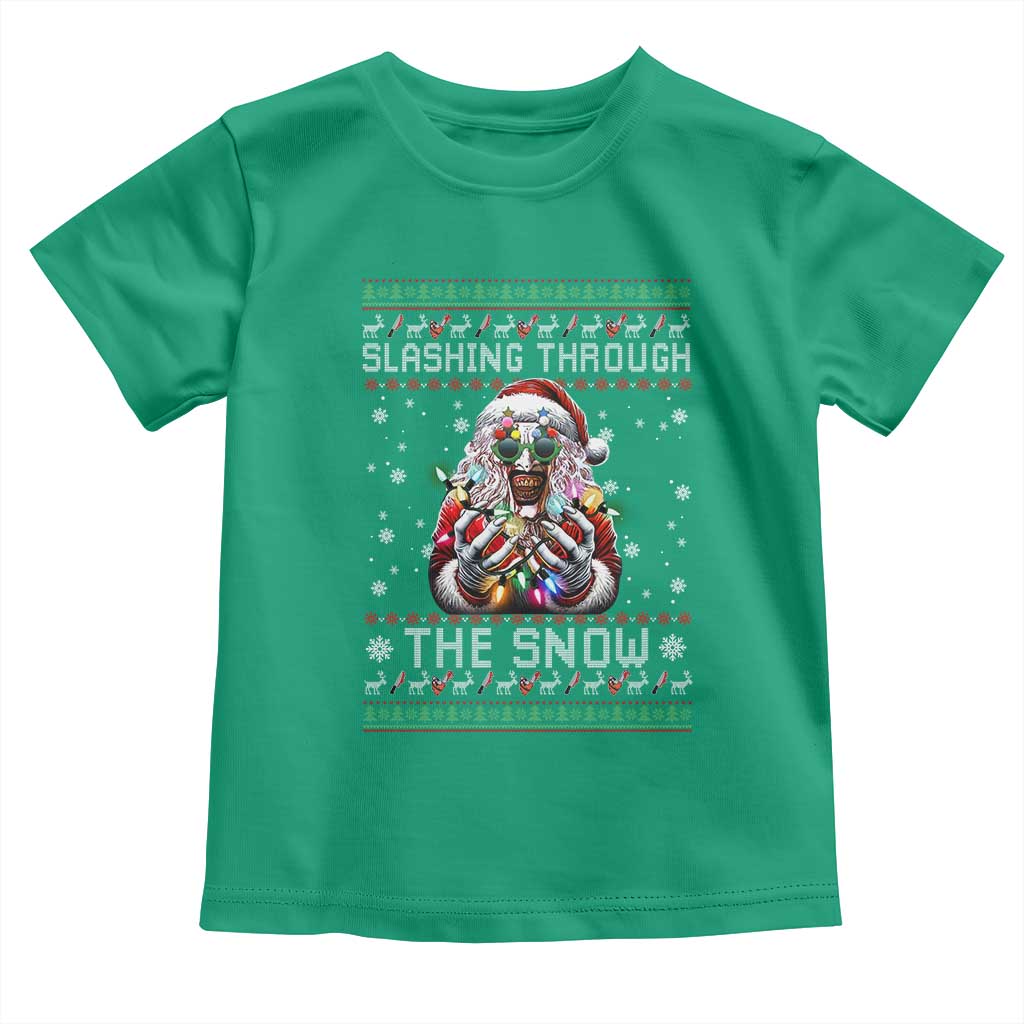 Funny Terrifier Christmas Santa Toddler T Shirt Slashing Through The Snow Xmas Horror Movie TS11 Irish Green Print Your Wear
