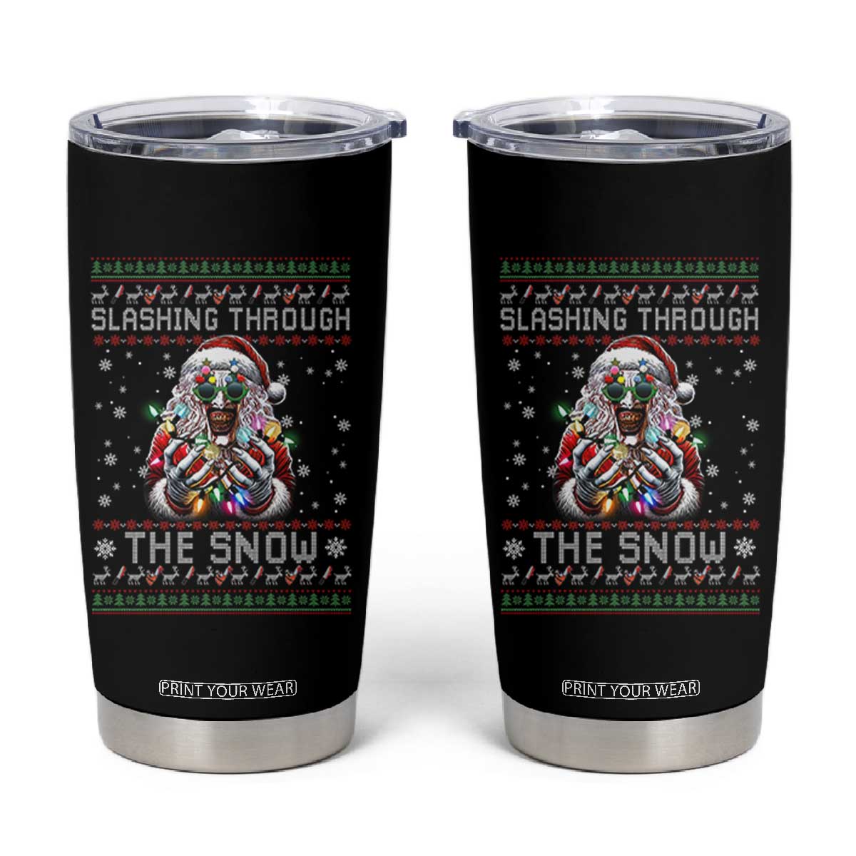 Funny Terrifier Christmas Santa Tumbler Cup Slashing Through The Snow Xmas Horror Movie TS11 Black Print Your Wear