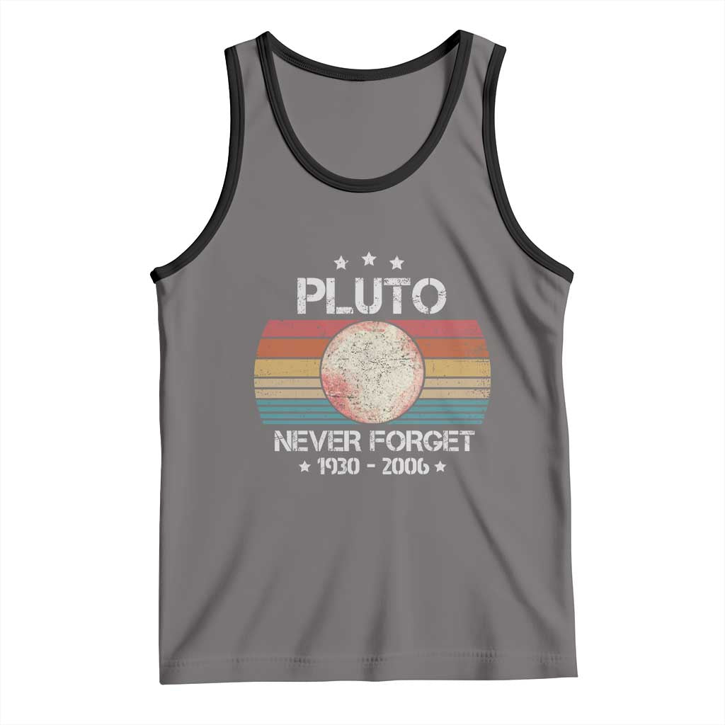 Funny Never Forget Pluto Tank Top 1930-2006 Retro Style Space Lover TS11 Deep Heather Black Print Your Wear
