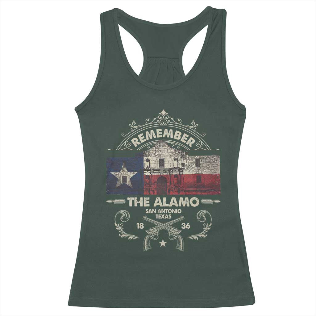 Texas Remember The Alamo San Antonio Pride Racerback Tank Top Texas History TS11 Dark Forest Green Print Your Wear