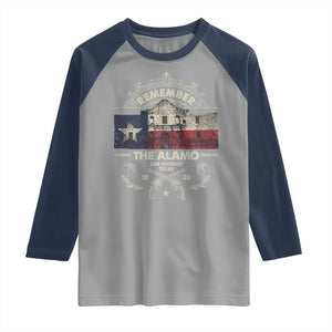 Texas Remember The Alamo San Antonio Pride Raglan Shirt Texas History TS11 Sport Gray Navy Print Your Wear